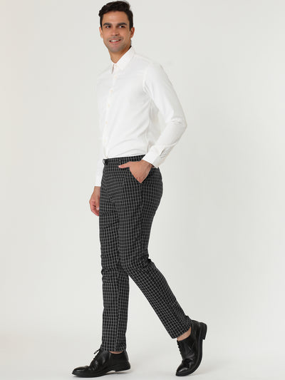 Checked Printed Flat Front Plaid Business Pants