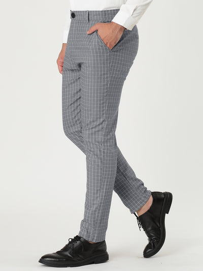 Checked Printed Flat Front Plaid Business Pants