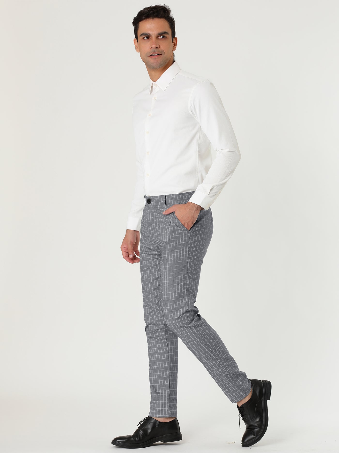 Bublédon Checked Printed Flat Front Plaid Business Pants