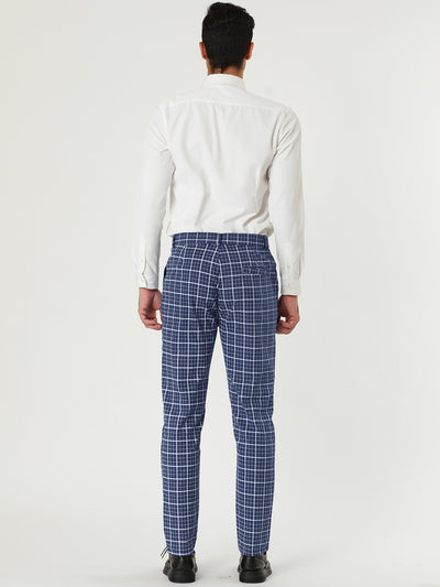 Checked Printed Flat Front Plaid Business Pants