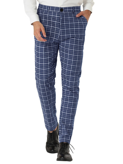 Checked Printed Flat Front Plaid Business Pants