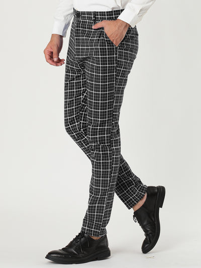 Checked Printed Flat Front Plaid Business Pants