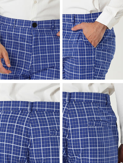 Checked Printed Flat Front Plaid Business Pants