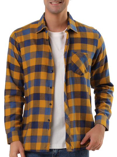 Casual Cotton Plaid Button Lapel Long Sleeve Shirts