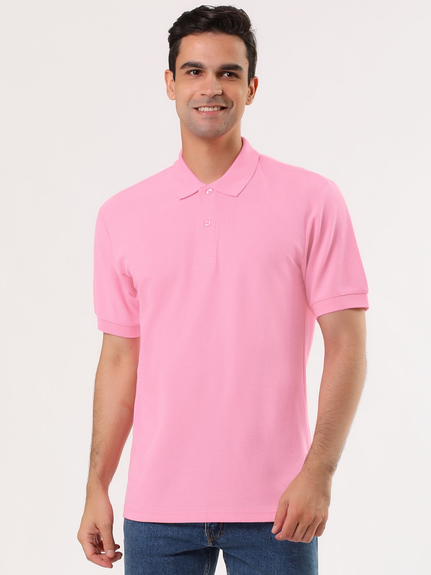 Bublédon Lapel Collar Short Sleeve Solid Color Polo T-shirt