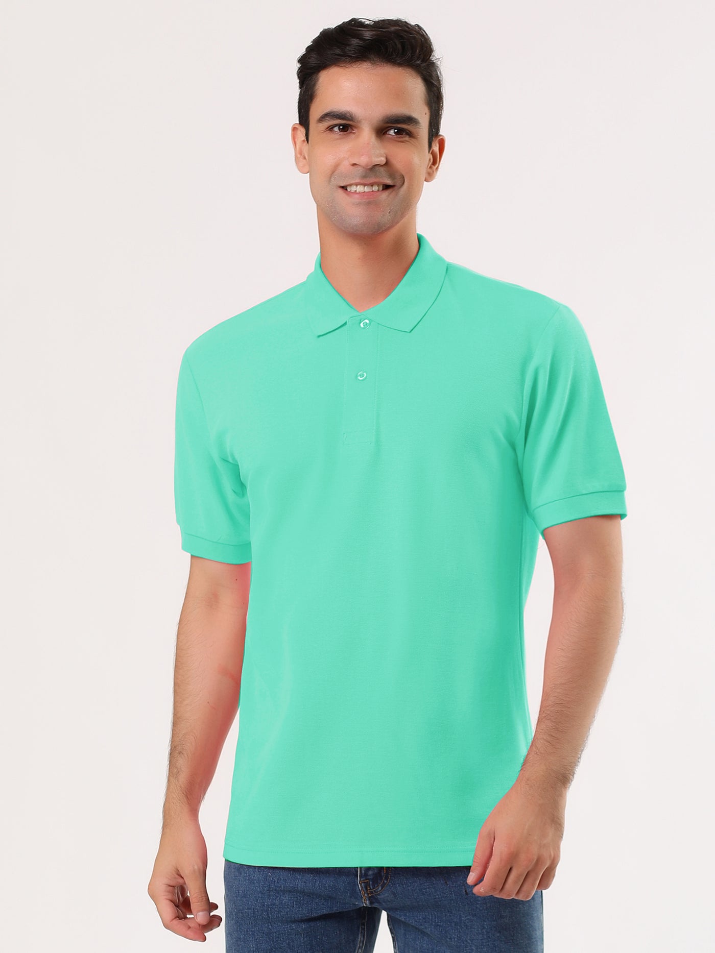 Bublédon Lapel Collar Short Sleeve Solid Color Polo T-shirt