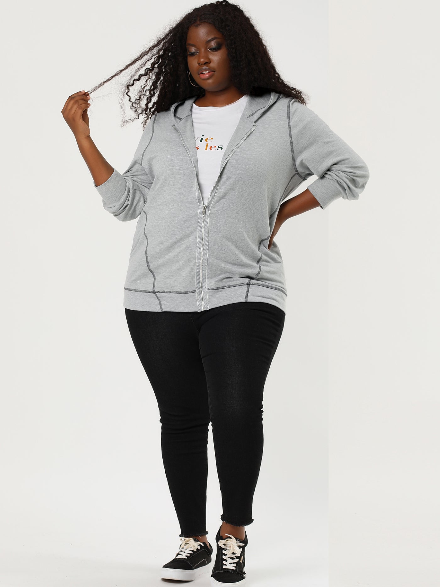 Bublédon Trendy Plus Size Zipper Long Sleeve Pocket Hoodies