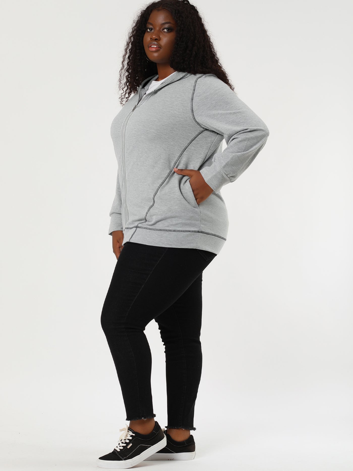 Bublédon Trendy Plus Size Zipper Long Sleeve Pocket Hoodies