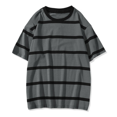 Color Block Striped Round Neck Short Sleeve T-shirt