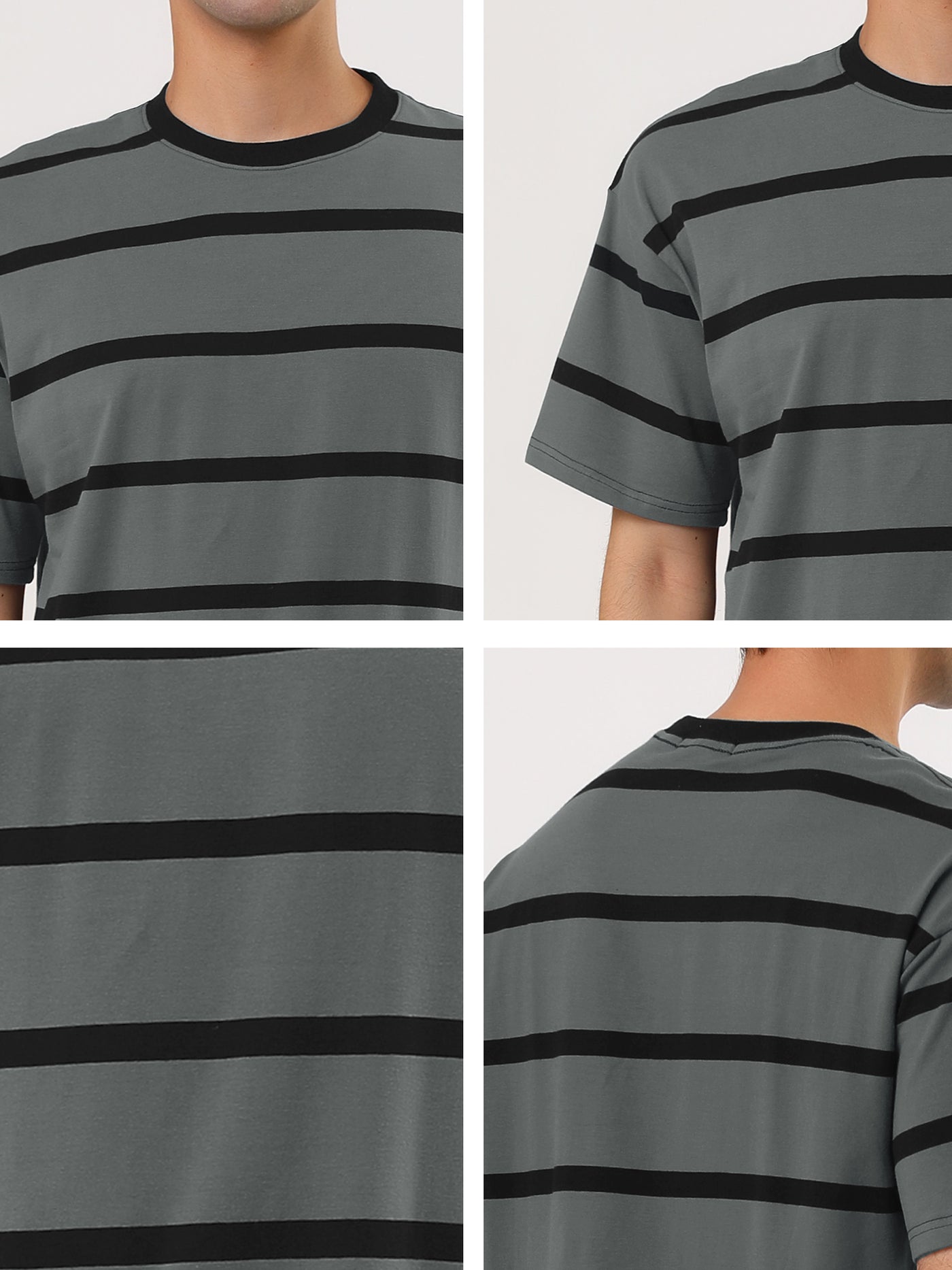 Bublédon Color Block Striped Round Neck Short Sleeve T-shirt