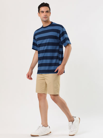 Color Block Striped Round Neck Short Sleeve T-shirt