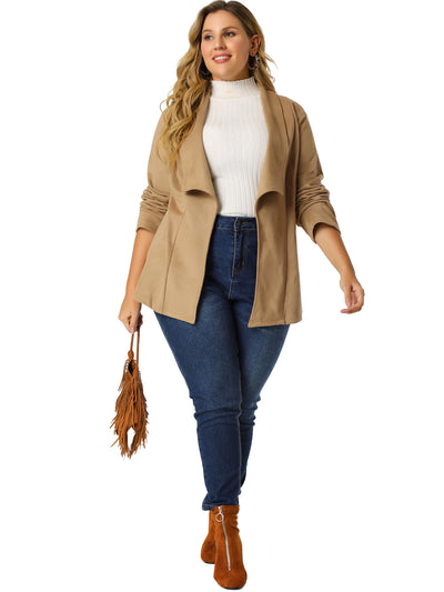 Suede Relax Fit Long Sleeve Raw Hem Bolero