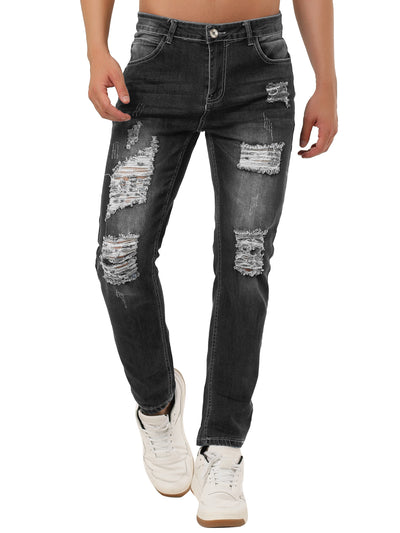 Chic Ripped Denim Pants Distressed Skinny Jeans