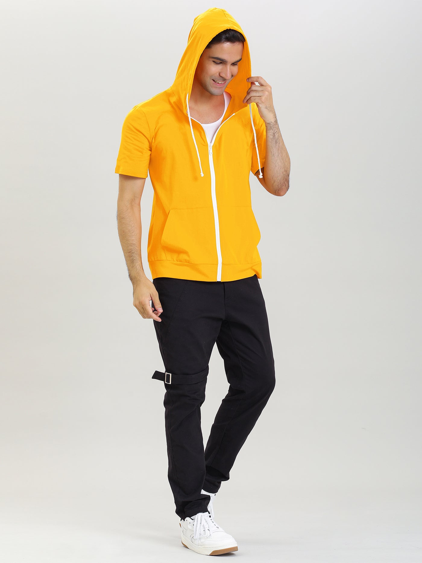 Bublédon Lightweight Solid Color Zip Up Short Sleeve Hoodies