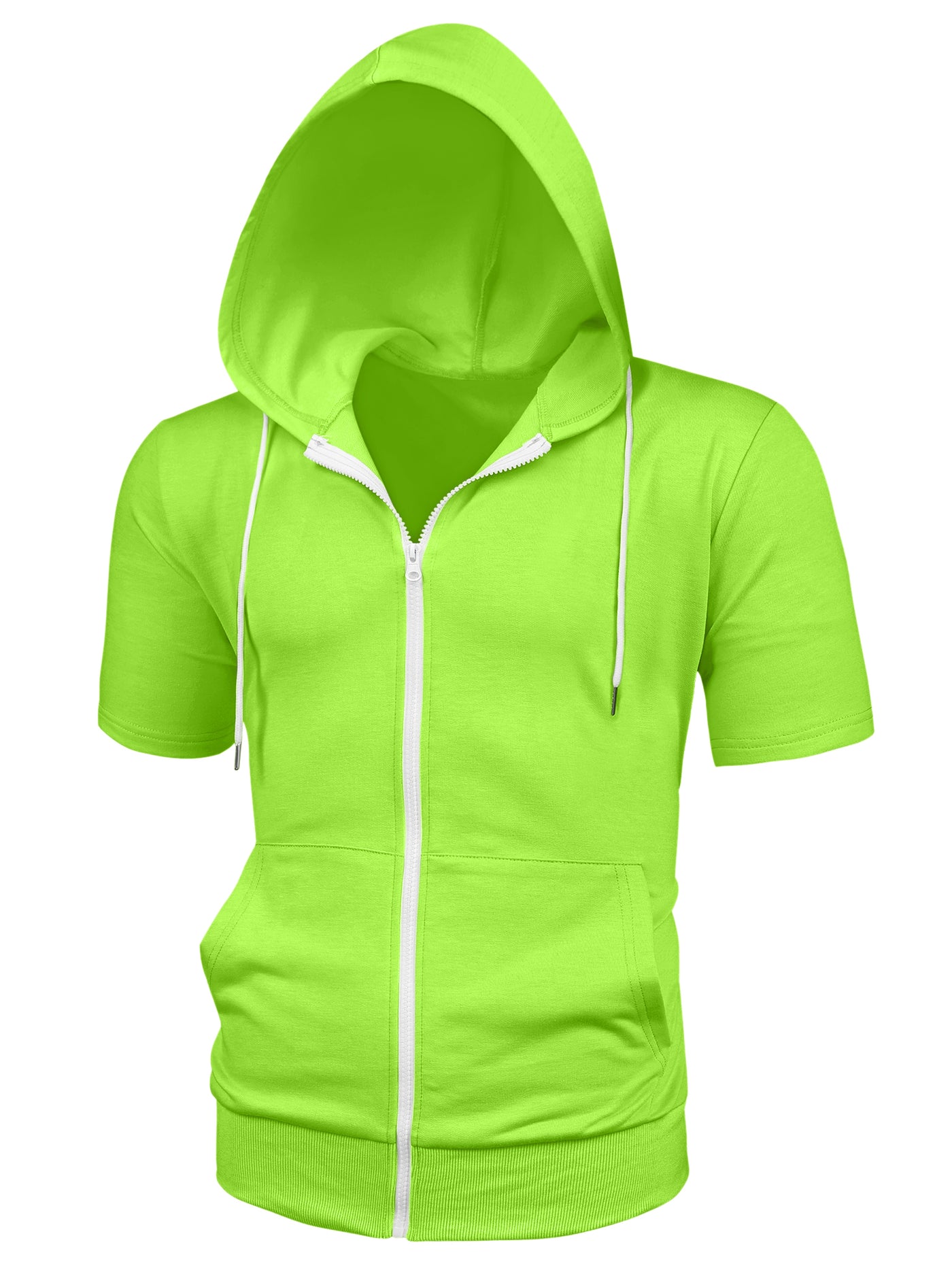 Bublédon Lightweight Solid Color Zip Up Short Sleeve Hoodies