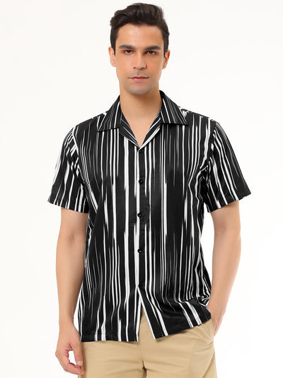 Summer Stripe Printed Short Sleeve Button Shirts