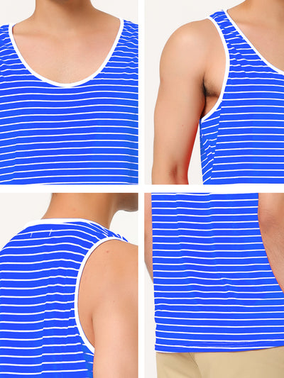 Basic Striped Crew Neck Sleeveless Vest Tank Top