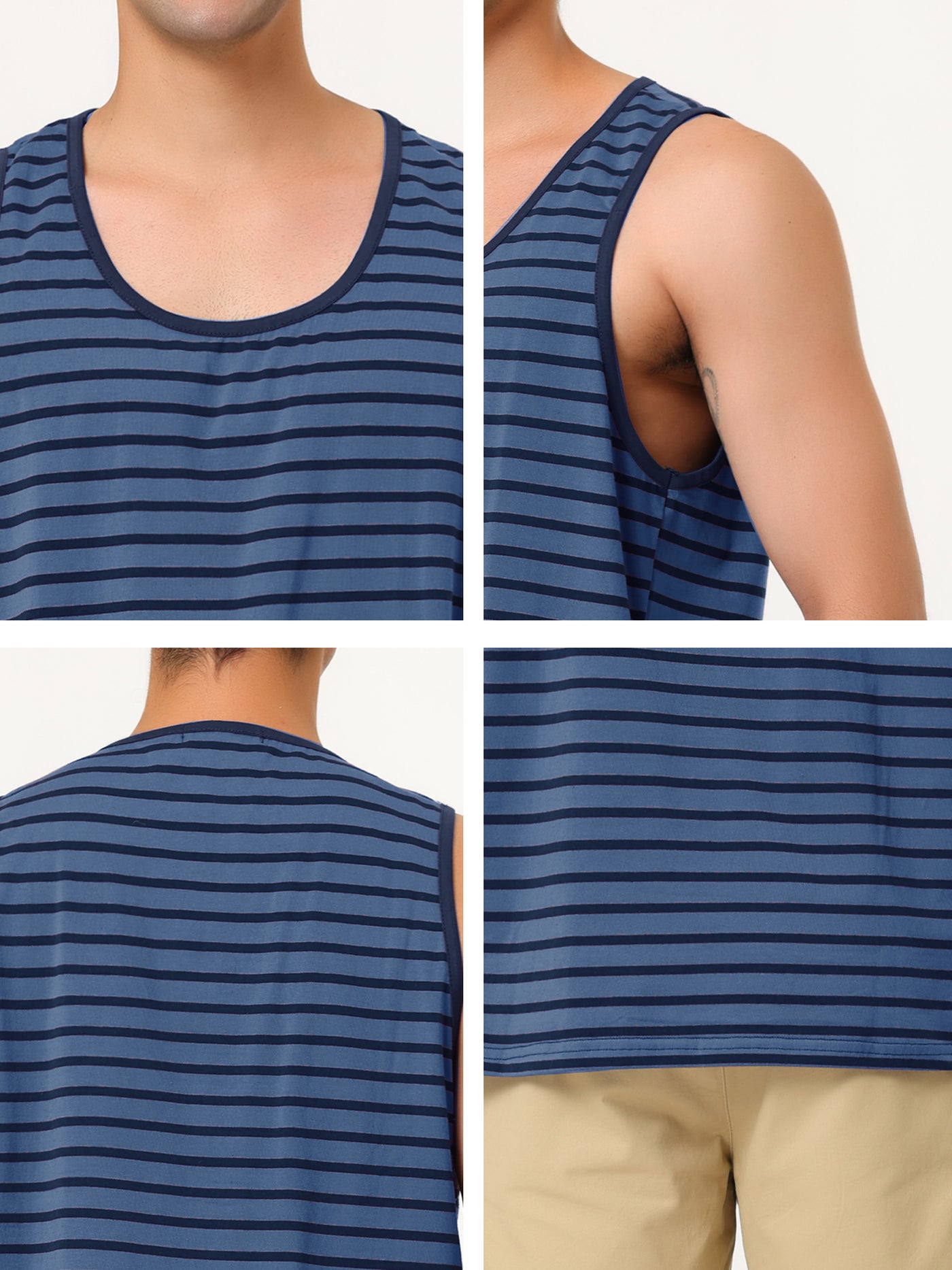 Bublédon Basic Striped Crew Neck Sleeveless Vest Tank Top