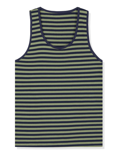 Basic Striped Crew Neck Sleeveless Vest Tank Top