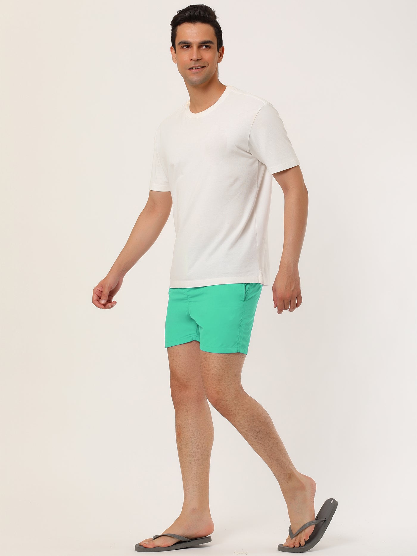 Bublédon Solid Beach Mesh Lining Drawstring Waist Shorts