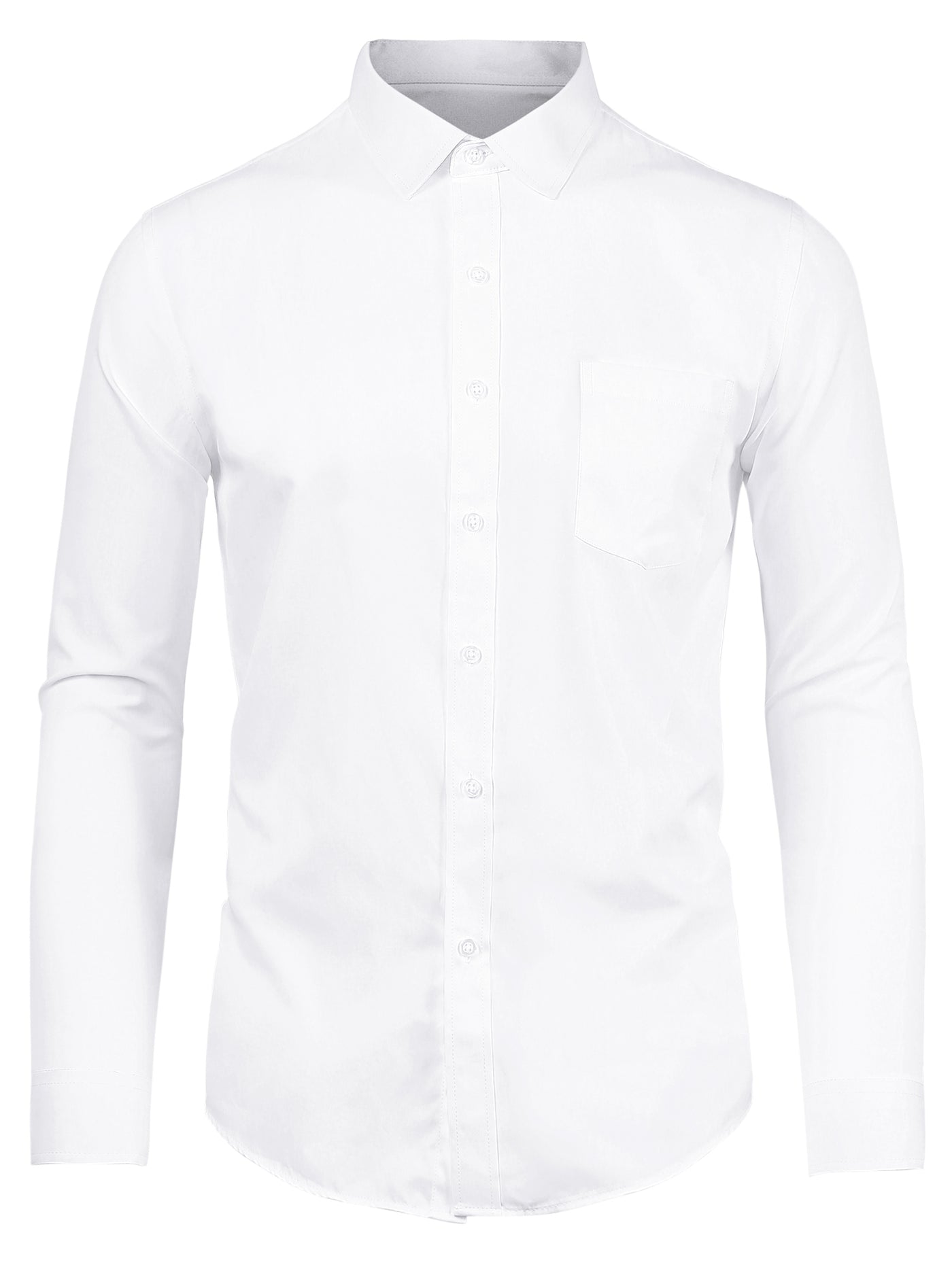 Bublédon Cotton Lapel Solid Long Sleeve Button Business Shirt