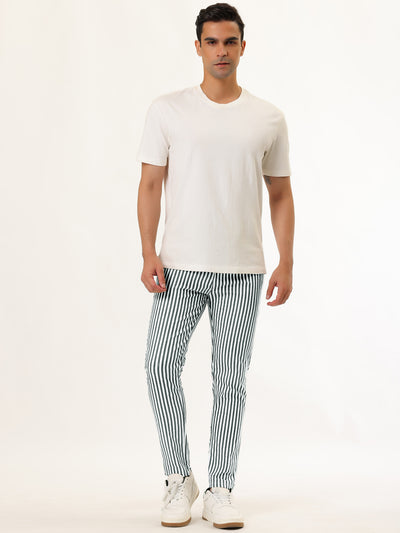 Business Stripe Drawstring Waist Skinny Dress Pants