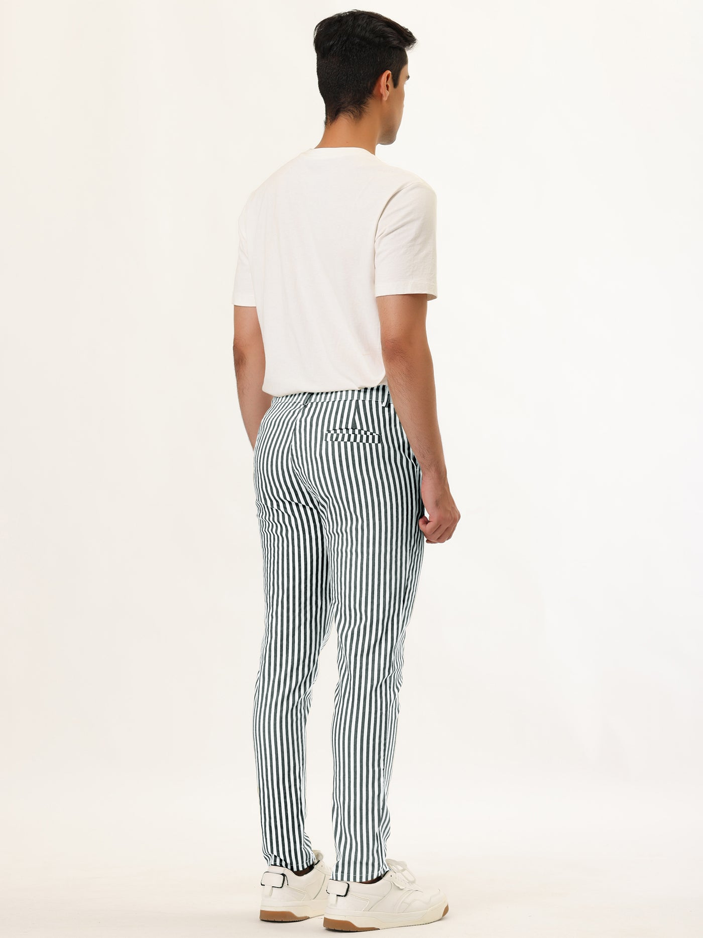 Bublédon Business Stripe Drawstring Waist Skinny Dress Pants