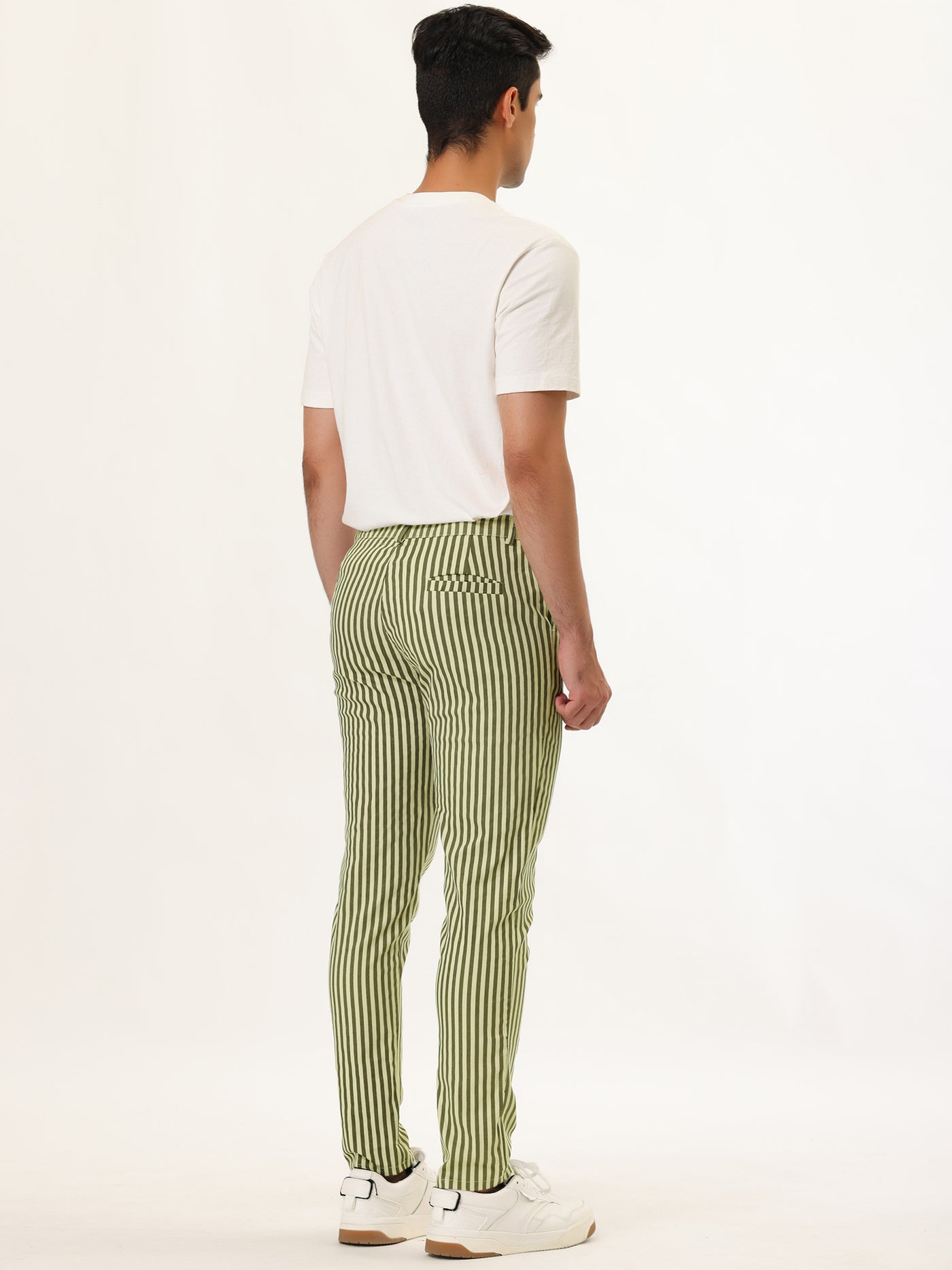 Bublédon Business Stripe Drawstring Waist Skinny Dress Pants