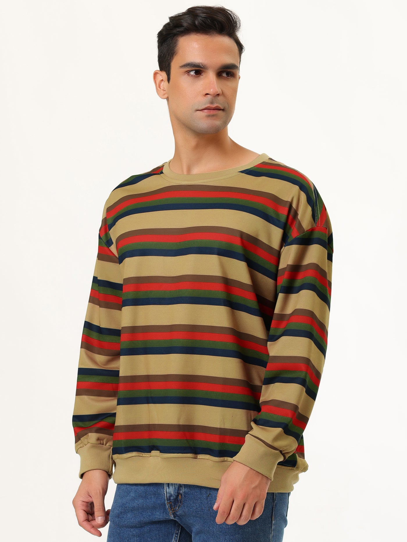 Bublédon Chic Loose Striped Breton Knit Crewneck Sweatshirt