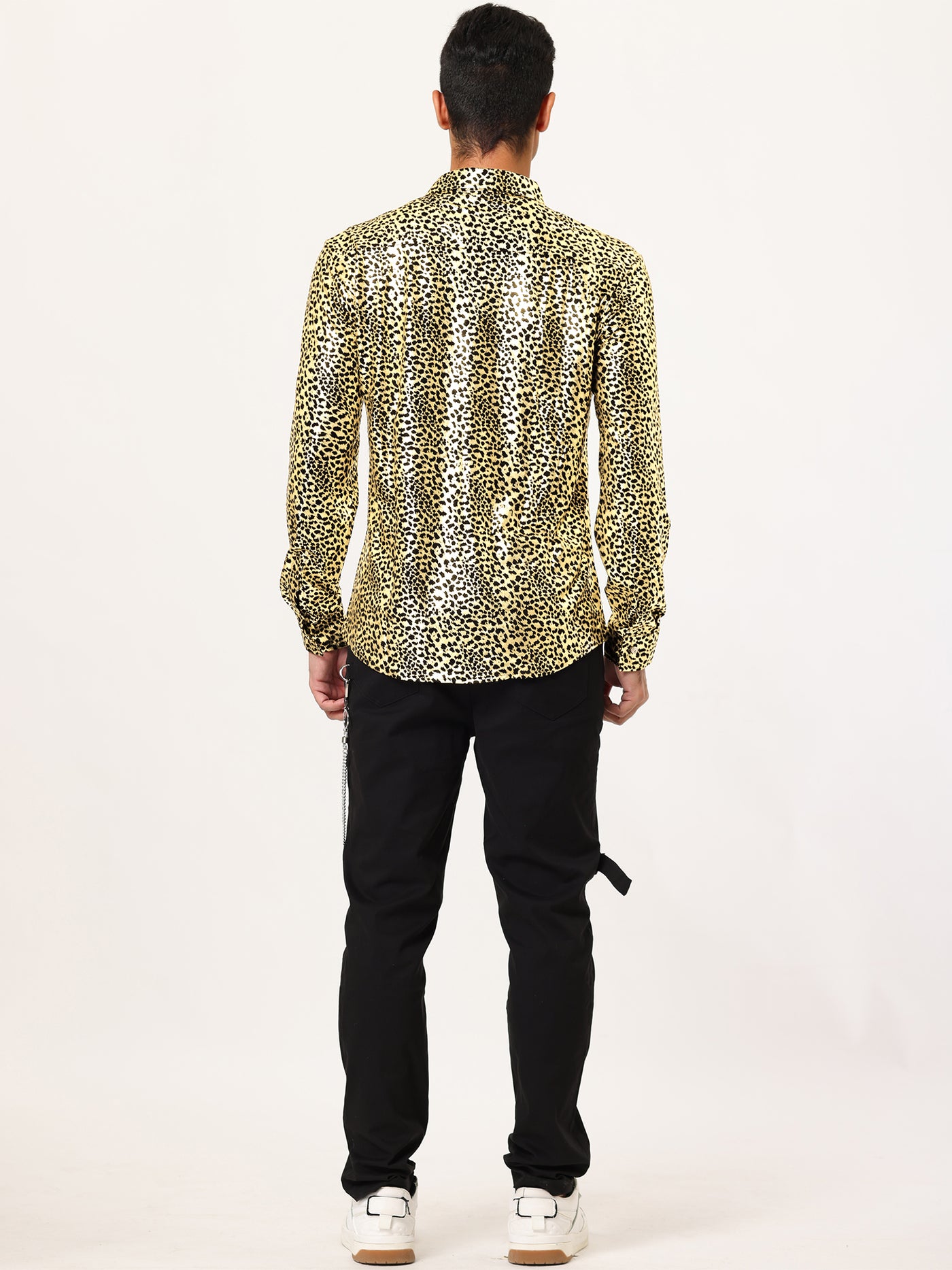 Bublédon Cotton Casual Leopard Print Button Long Sleeve Shirt