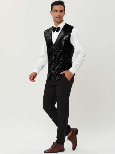 Classic Sequin Shiny Single-breasted Party Suit Vest