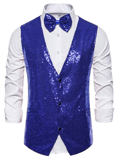 Classic Sequin Shiny Single-breasted Party Suit Vest