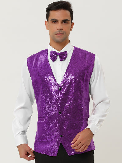 Classic Sequin Shiny Single-breasted Party Suit Vest