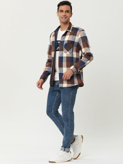 Fleece Lined Plaid Thicken Long Sleeve Winter Checked Shirt