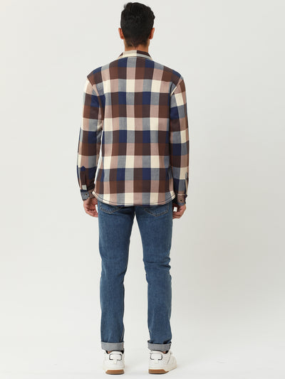 Fleece Lined Plaid Thicken Long Sleeve Winter Checked Shirt