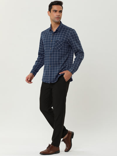 Fleece Lined Plaid Thicken Long Sleeve Winter Checked Shirt