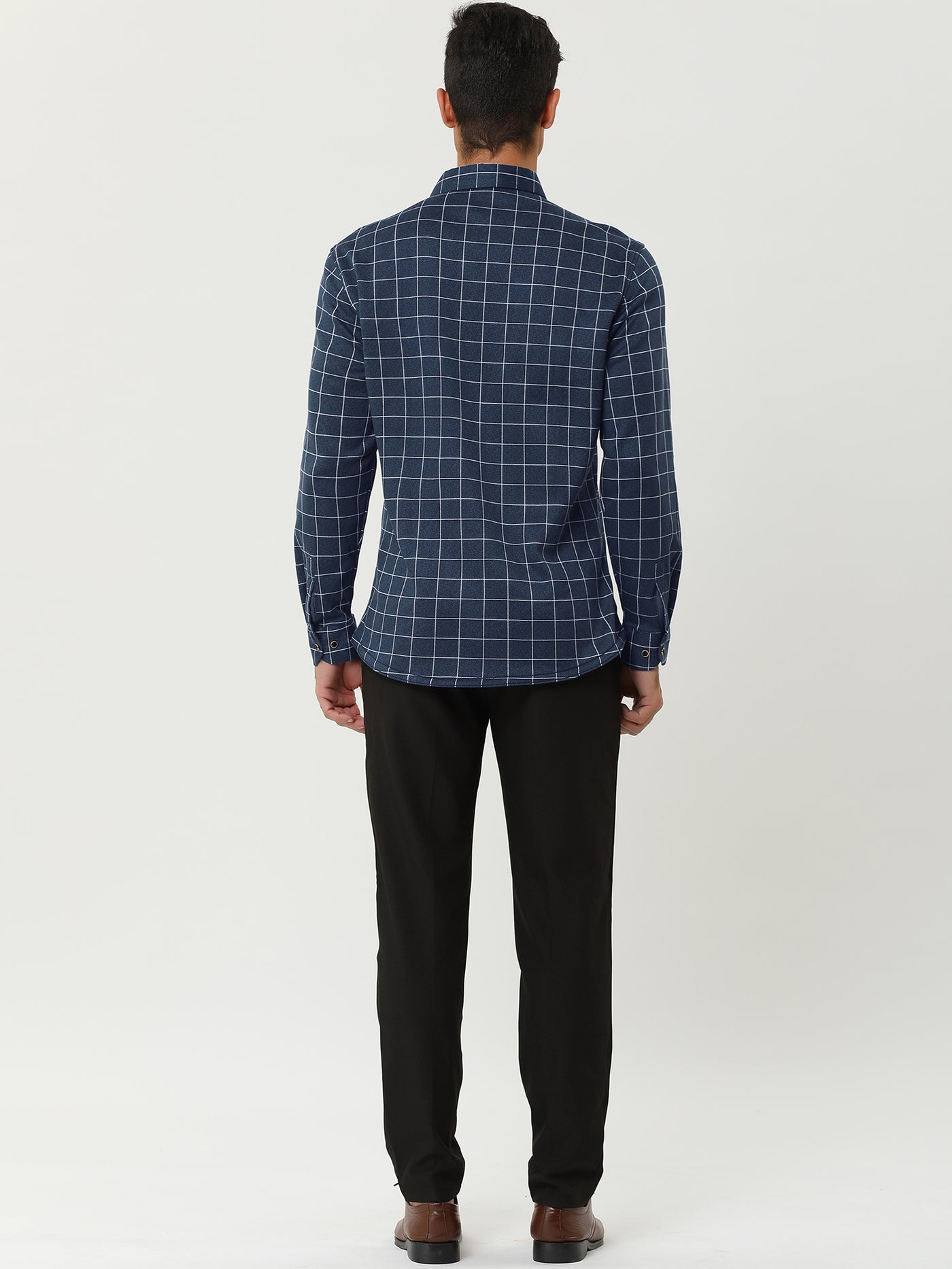 Bublédon Fleece Lined Plaid Thicken Long Sleeve Winter Checked Shirt