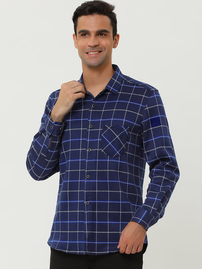 Fleece Lined Plaid Thicken Long Sleeve Winter Checked Shirt