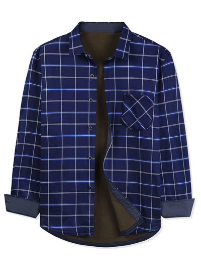 Fleece Lined Plaid Thicken Long Sleeve Winter Checked Shirt