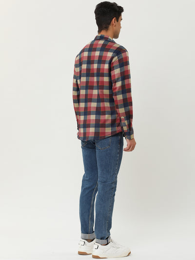 Fleece Lined Plaid Thicken Long Sleeve Winter Checked Shirt