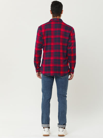 Fleece Lined Plaid Thicken Long Sleeve Winter Checked Shirt