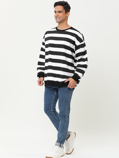 Chic Loose Striped Breton Knit Crewneck Sweatshirt