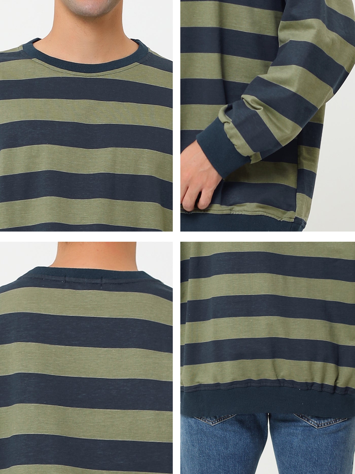 Bublédon Chic Loose Striped Breton Knit Crewneck Sweatshirt