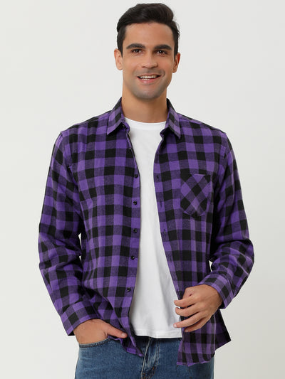 Casual Lapel Plaid Flannel Brushed Long Sleeve Shirt