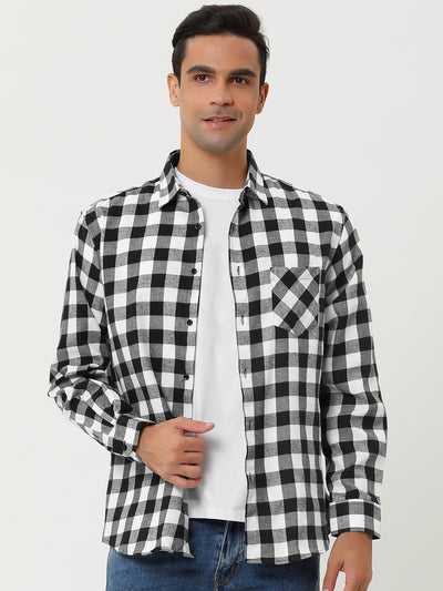 Casual Lapel Plaid Flannel Brushed Long Sleeve Shirt