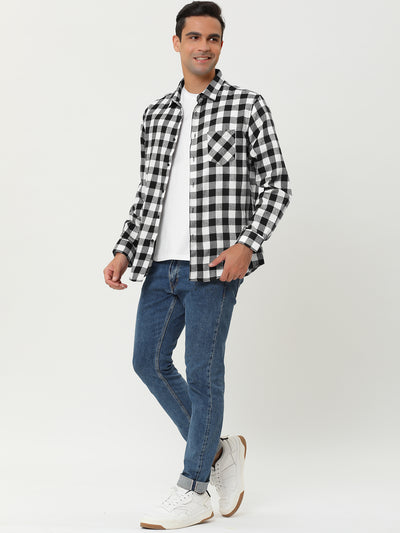 Casual Lapel Plaid Flannel Brushed Long Sleeve Shirt