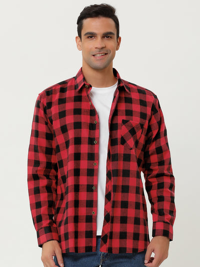 Casual Long Sleeve Plaid Checked Print Dress Shirt