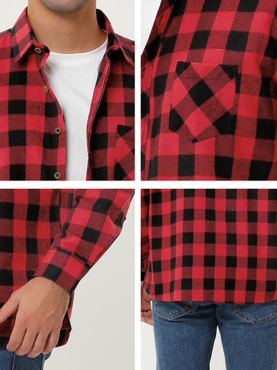 Casual Long Sleeve Plaid Checked Print Dress Shirt