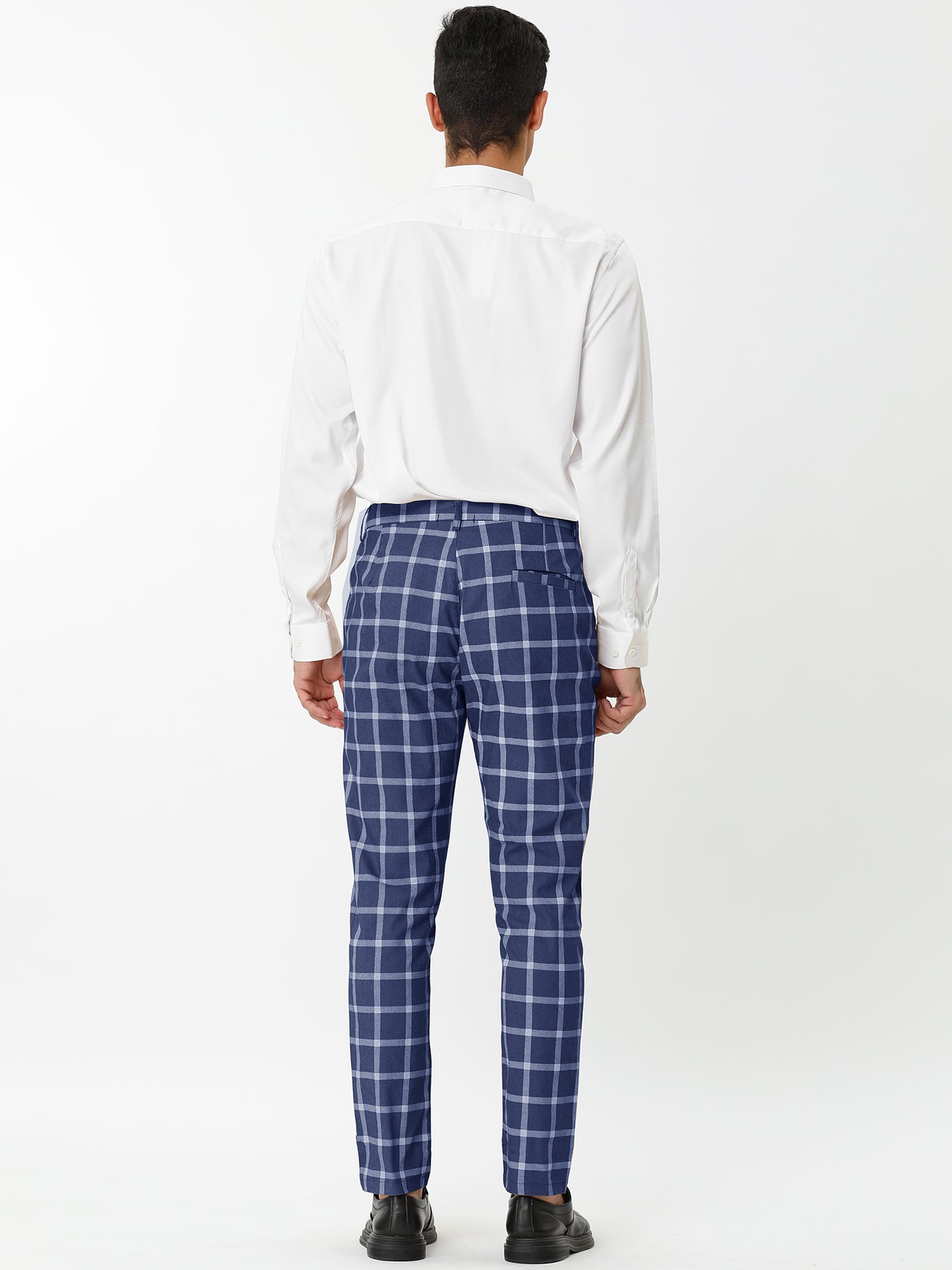 Bublédon Plaid Casual Flat Front Business Checked Pants