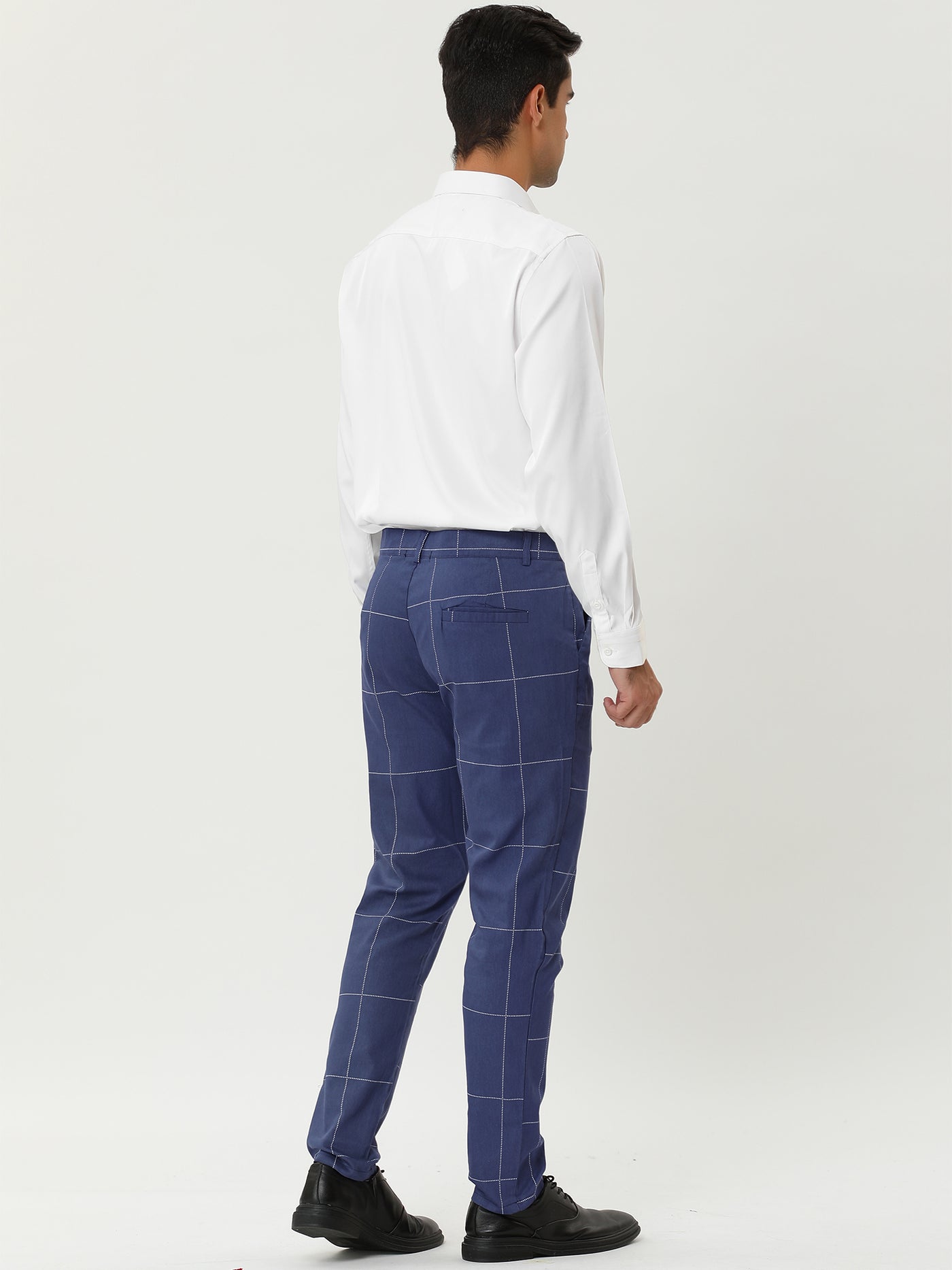 Bublédon Classic Business Check Flat Front Plaid Dress Pants